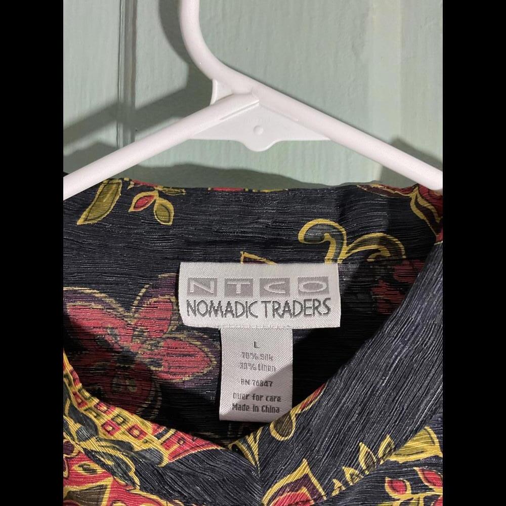 NTCO Nomadic Traders Linen/ Silk Button Up Blouse Size Large - Picture 2 of 8